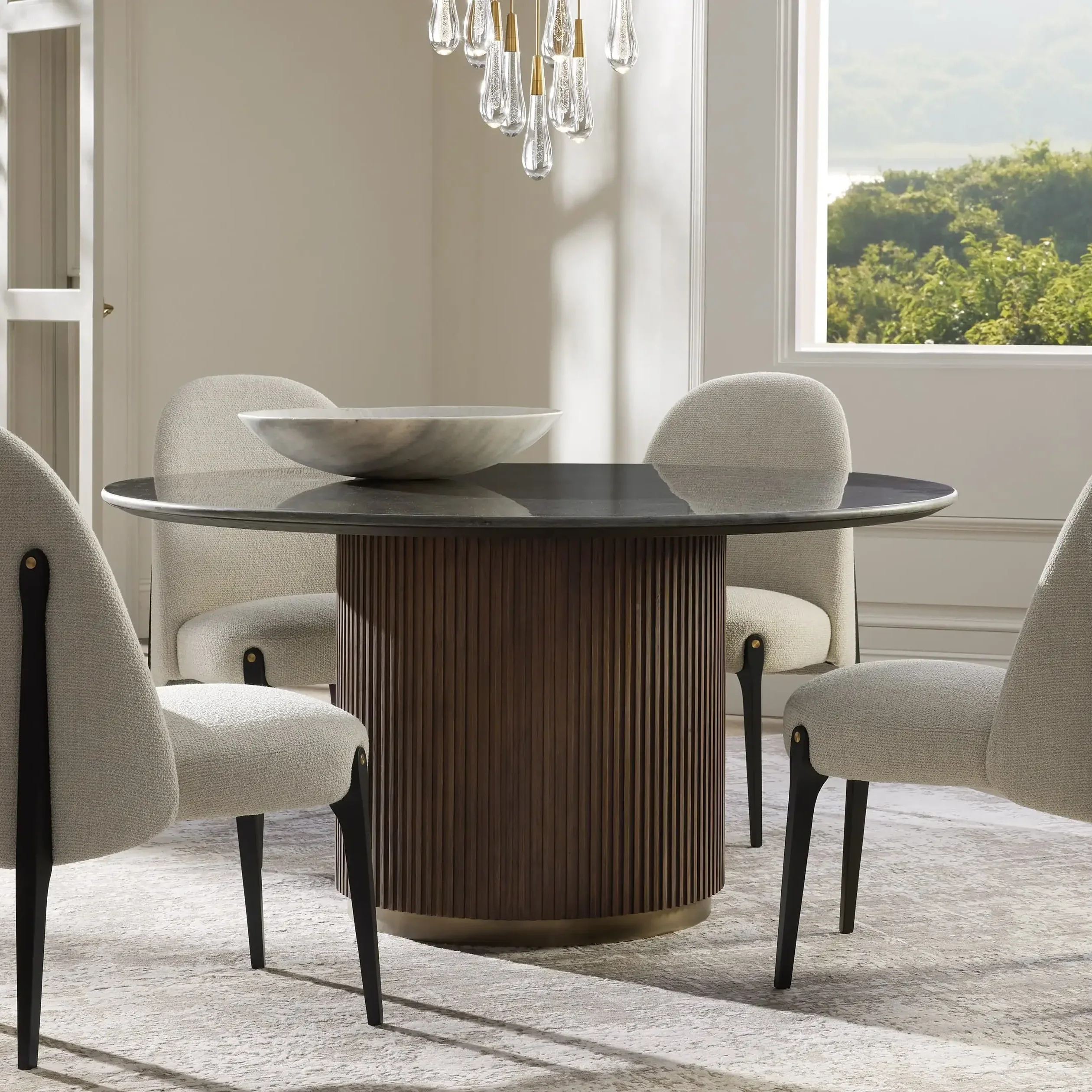 oak marble dining table