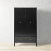 Double - door Black Storage Cabinet with Drawer