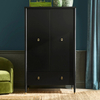 Double - door Black Storage Cabinet with Drawer