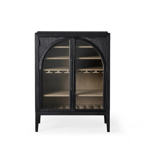 Wood Cabinet with Arch - top Glass Panels 
