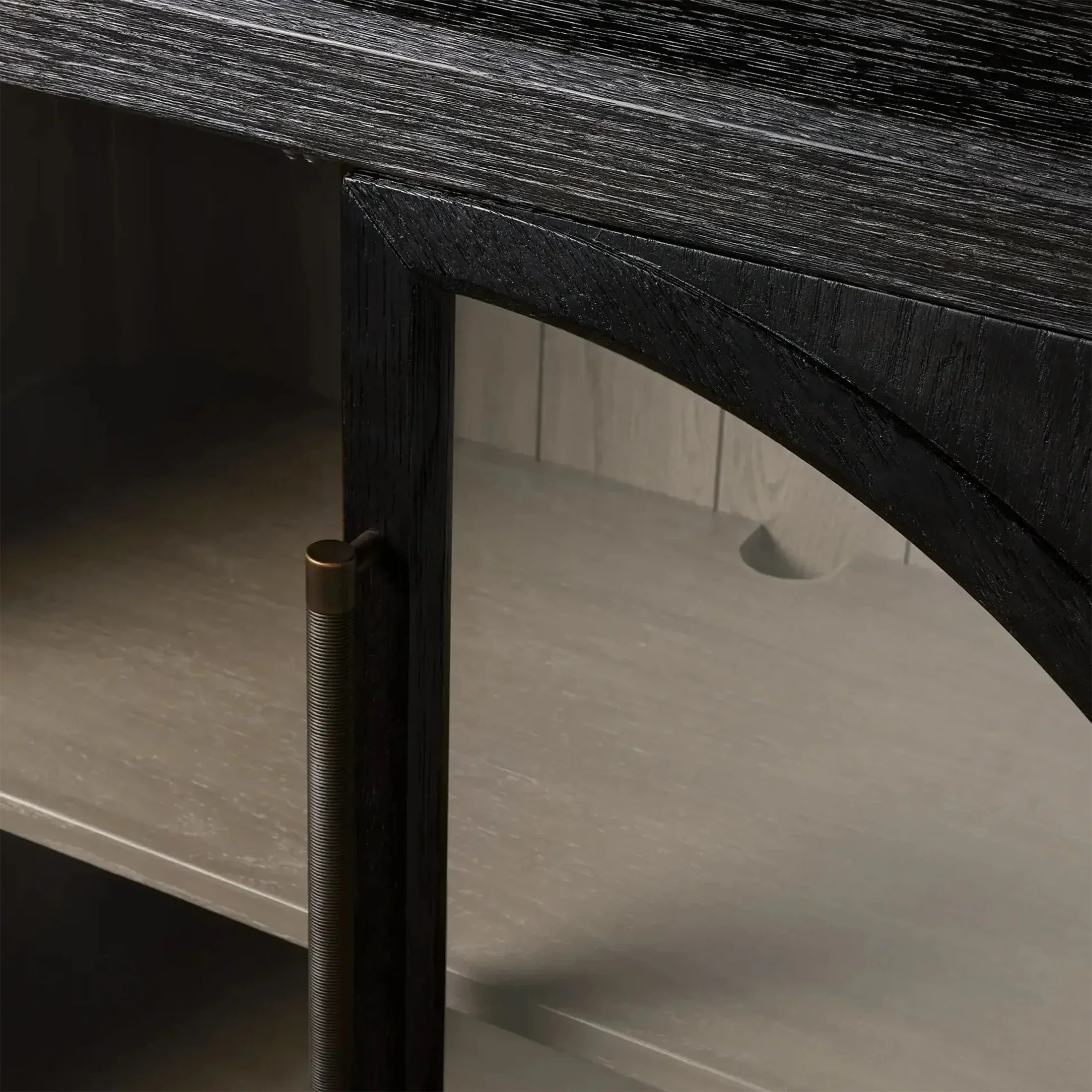 Low - profile Black Glass - front Cabinet
