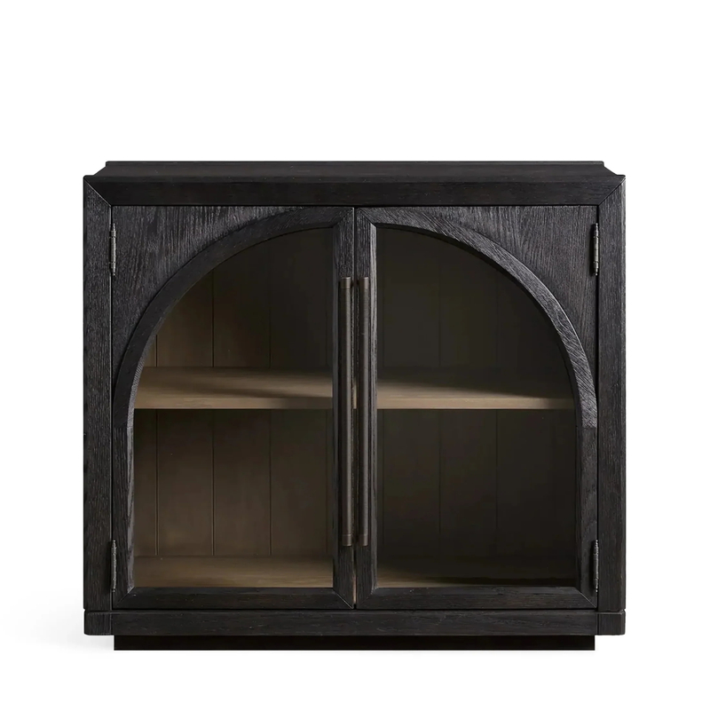 Low - profile Black Glass - front Cabinet