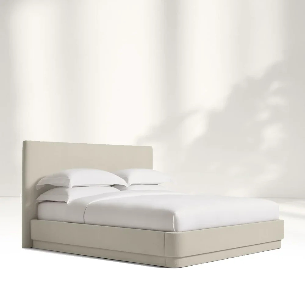 Straight edged Soft upholstered Double Bed
