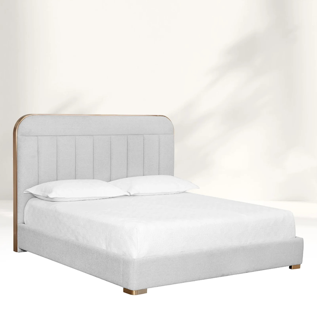 Modern Light Grey Upholstered Bed