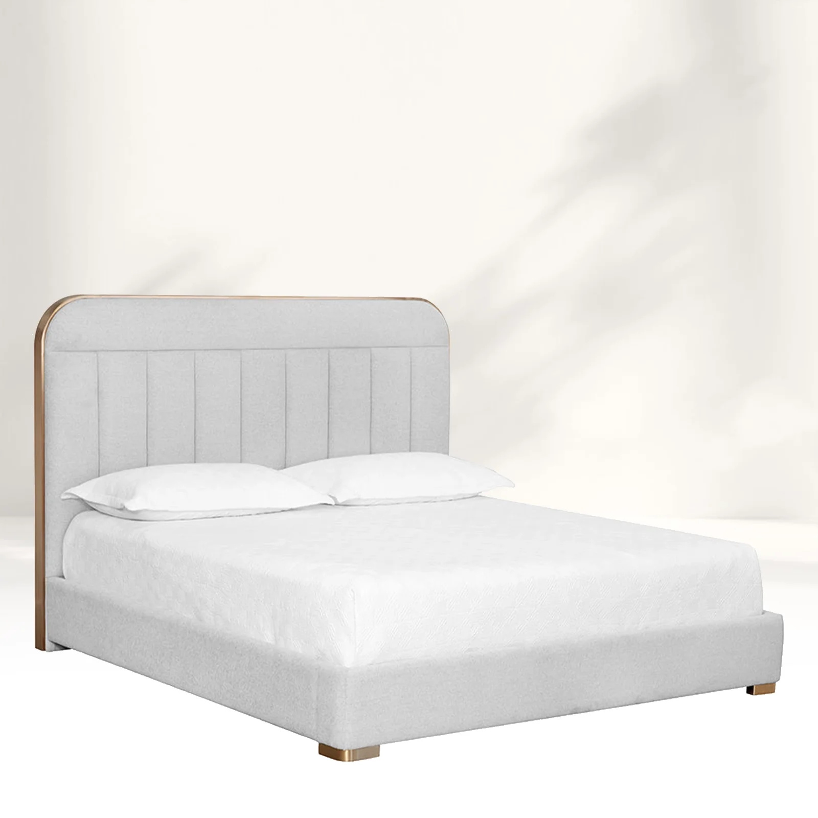 Modern Light Grey Upholstered Bed