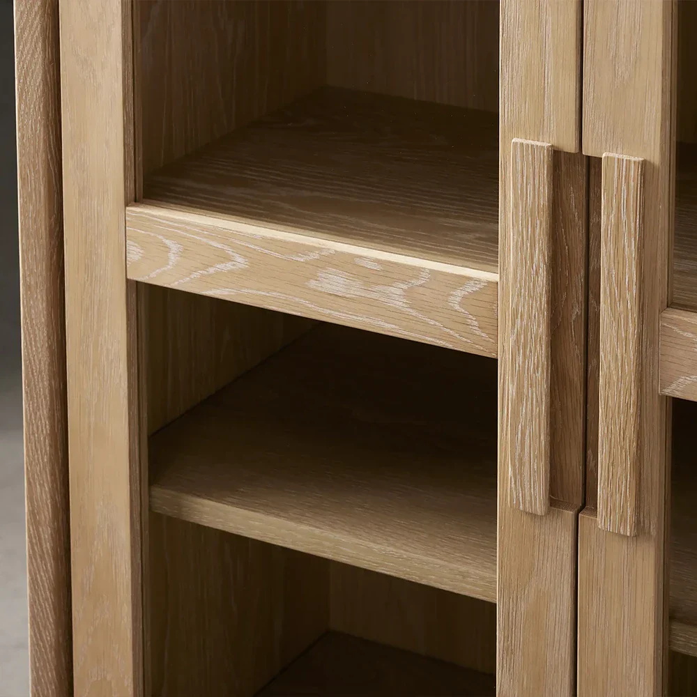 Two - door Glass - enclosed Wooden Display Shelf