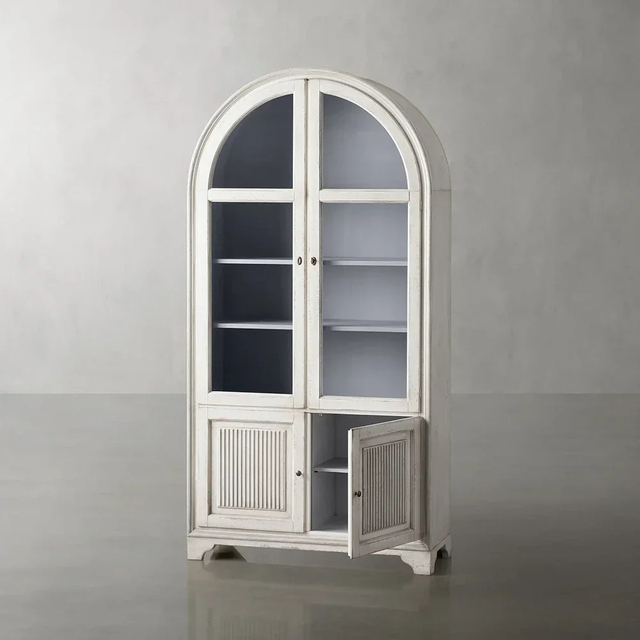 White Oak Serenity Arc Glass Cabinet