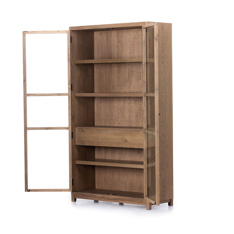 Tellers Tall Black Cabinet with Glass Doors