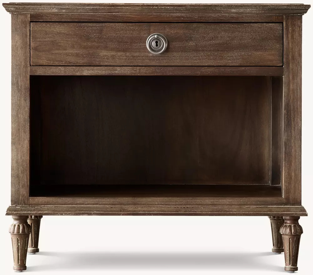 Rattan & Wood Bedside Table