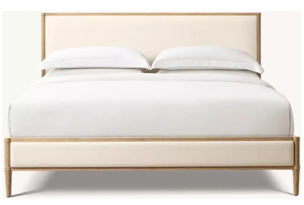 Fabric Upholstered Solid Wood Bed for Bedroom