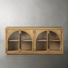 Solid Oak Sideboard / Metal And Wood Buffet Cabinet
