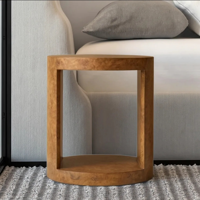 Luxury Round Tree Bark Bedside Table