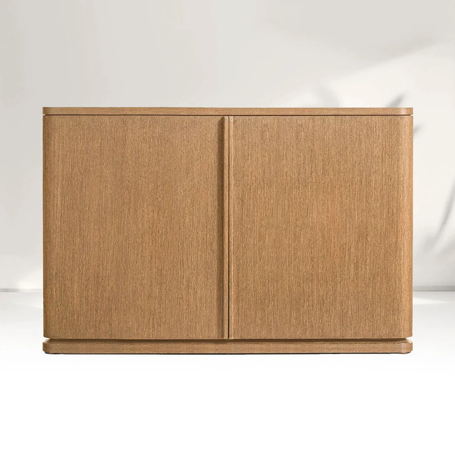Plain Wood Double - door Cabinet 