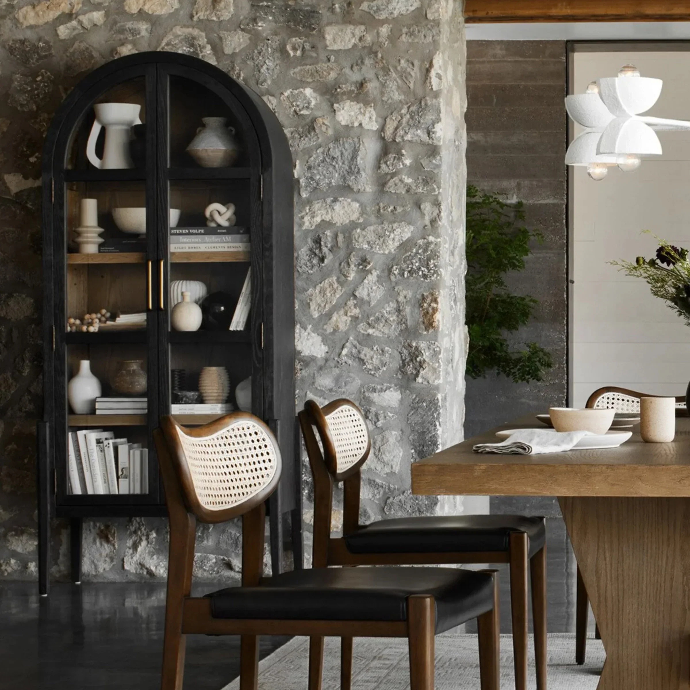 Oak Arch - top Glass - door Bookcase