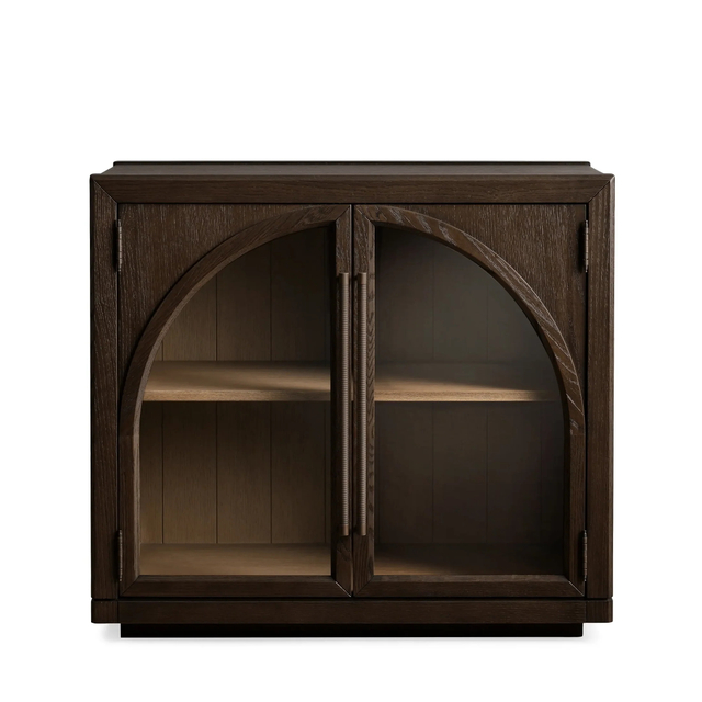 Low - profile Black Glass - front Cabinet