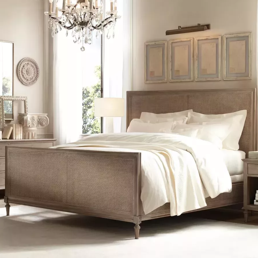 French Rattan Solid Wood Bed: Weaving a Sleep Aesthetic of Nature and Elegance