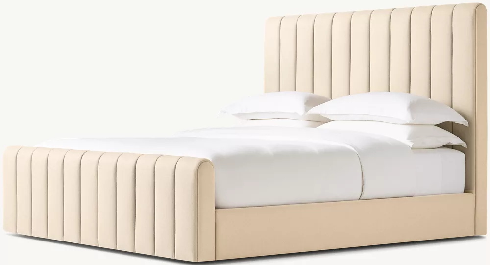  Fabric Panel Platform Bed With Footboard