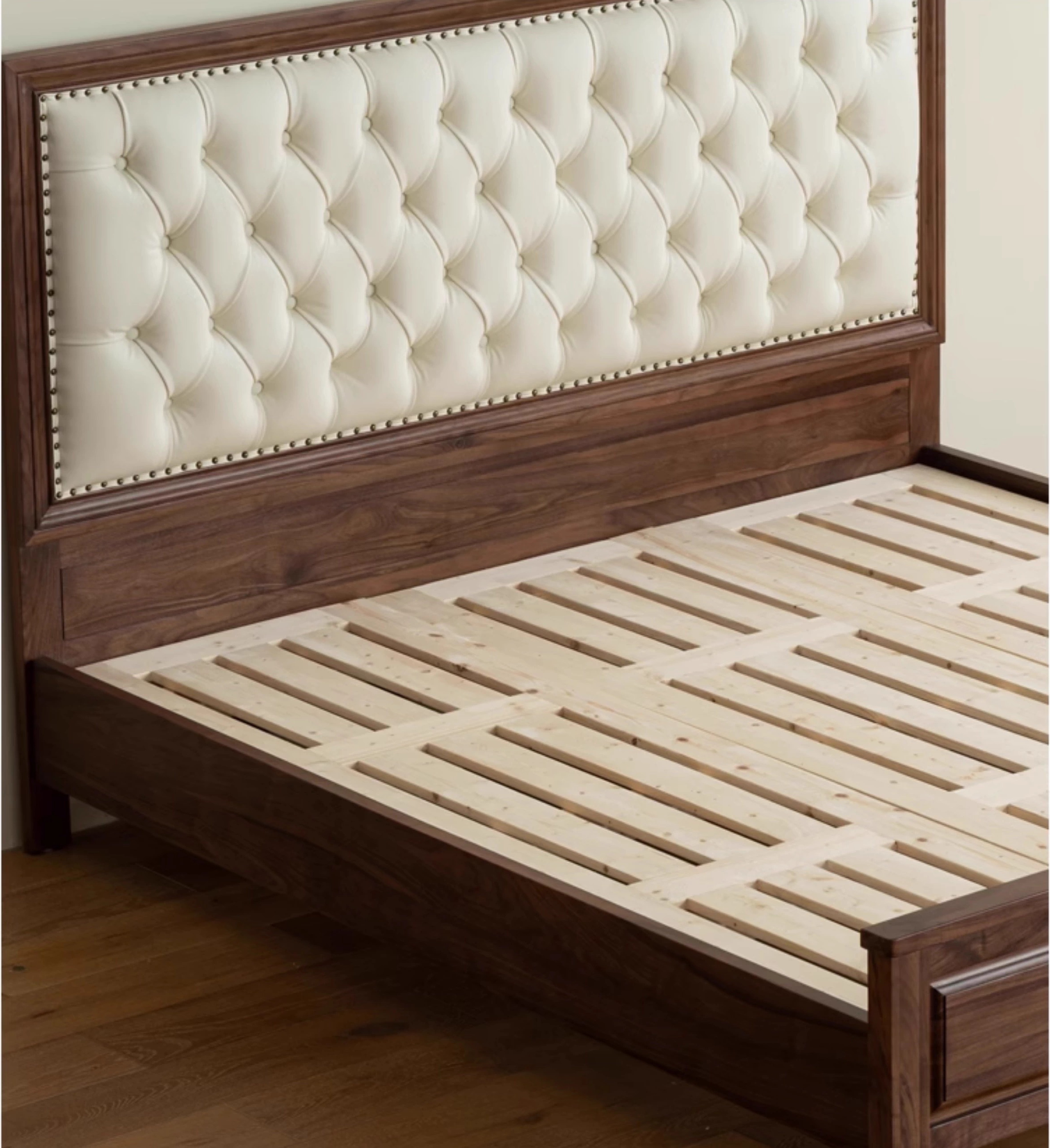 High-end Bedroom Walnut Wood Double Bed