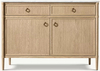 Marble Countertop Double-door White Oak Sideboard