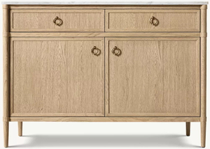 Marble Countertop Double-door White Oak Sideboard