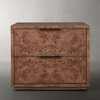 Luxury Burl Wood And Leather Night Table 