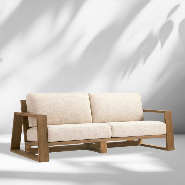 Outdoor Teak Sofa In Weathered Fawn