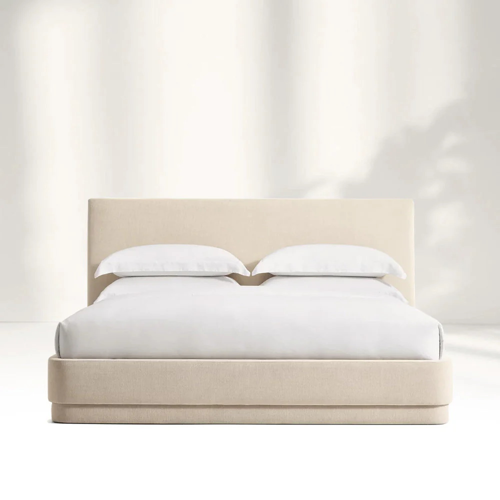 Straight edged Soft upholstered Double Bed