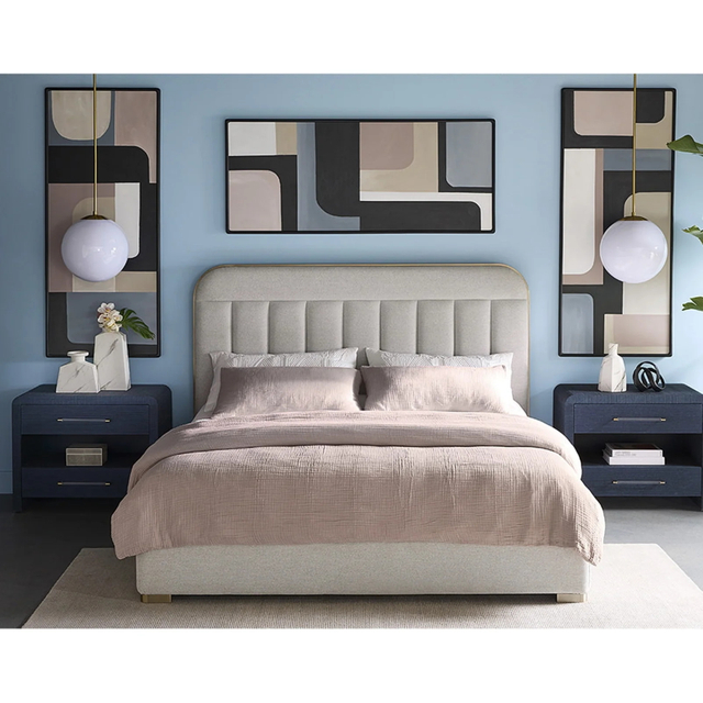 Modern Light Grey Upholstered Bed