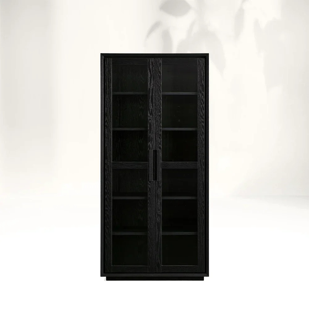 Two - door Glass - enclosed Wooden Display Shelf