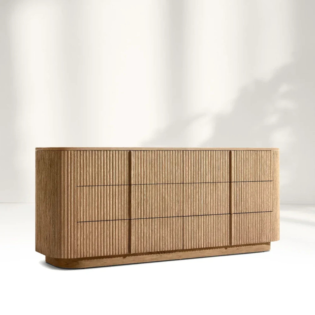 Modern Minimalist Six-drawer Dresser with Vertical Stripes