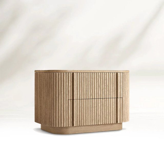 Vertical - striped Curved Nightstand