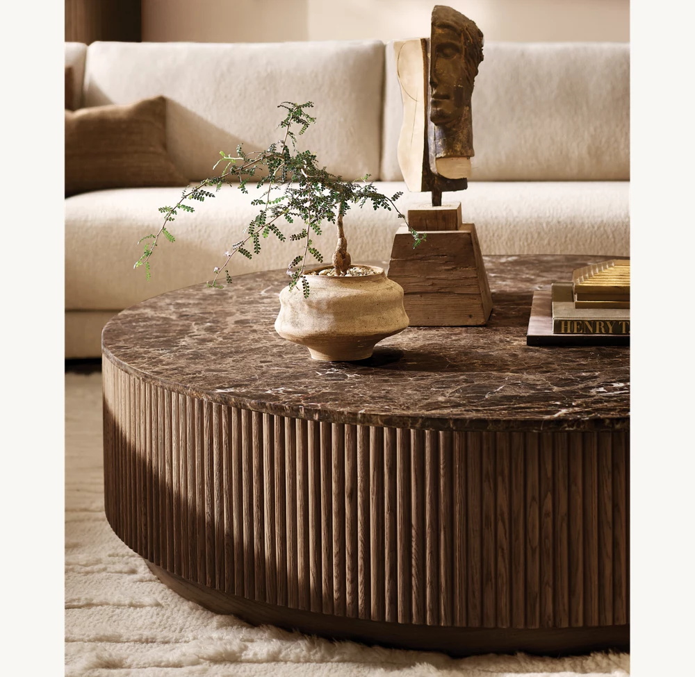 Stone Plinth Round Coffee Table