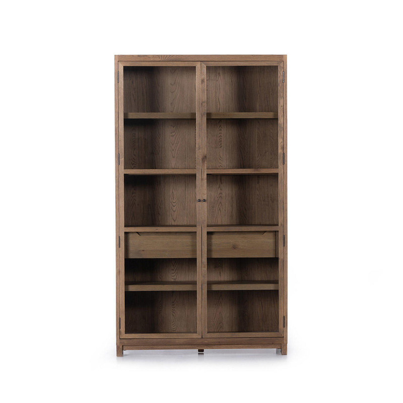 Tellers Tall Black Cabinet with Glass Doors