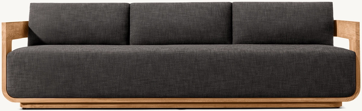 Handmade teak three-seater outdoor sofa