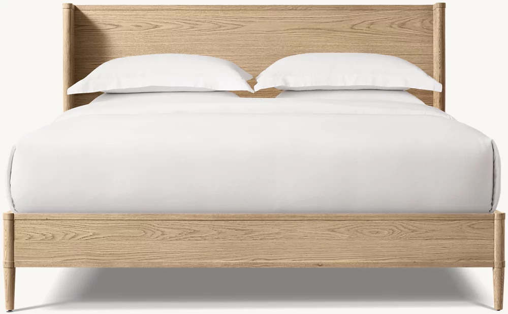 Solid Wood Bed with Wing-shaped Headboard