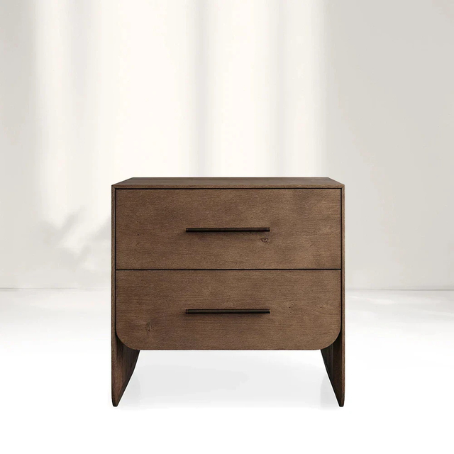  Double - Drawer Solid Wood Nightstand