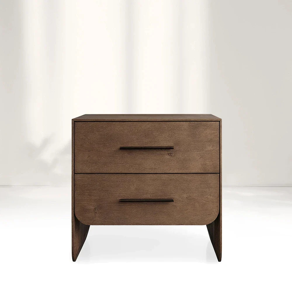  Double - Drawer Solid Wood Nightstand