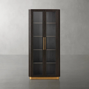 Modern - Luxury Dark Wood Grooved Display Cabinet