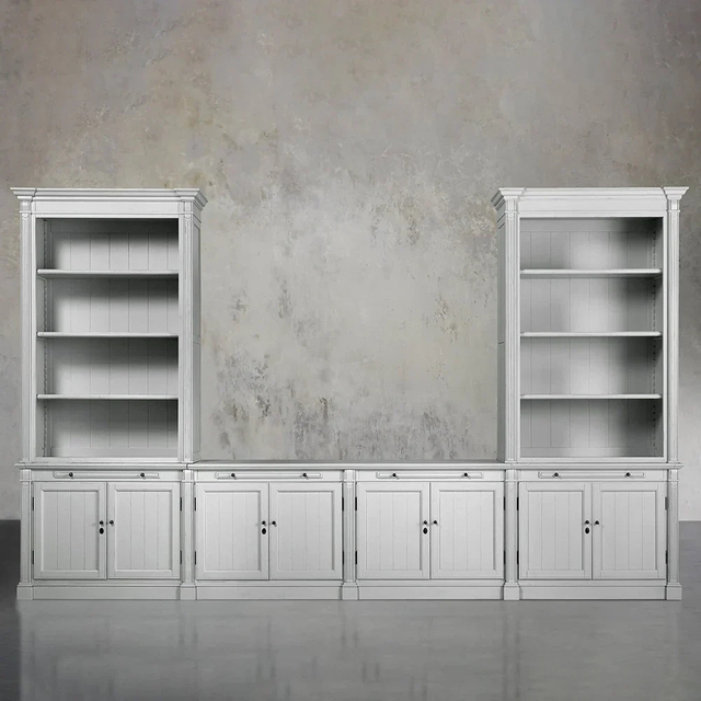 Modular Media Console with Double Bookcases