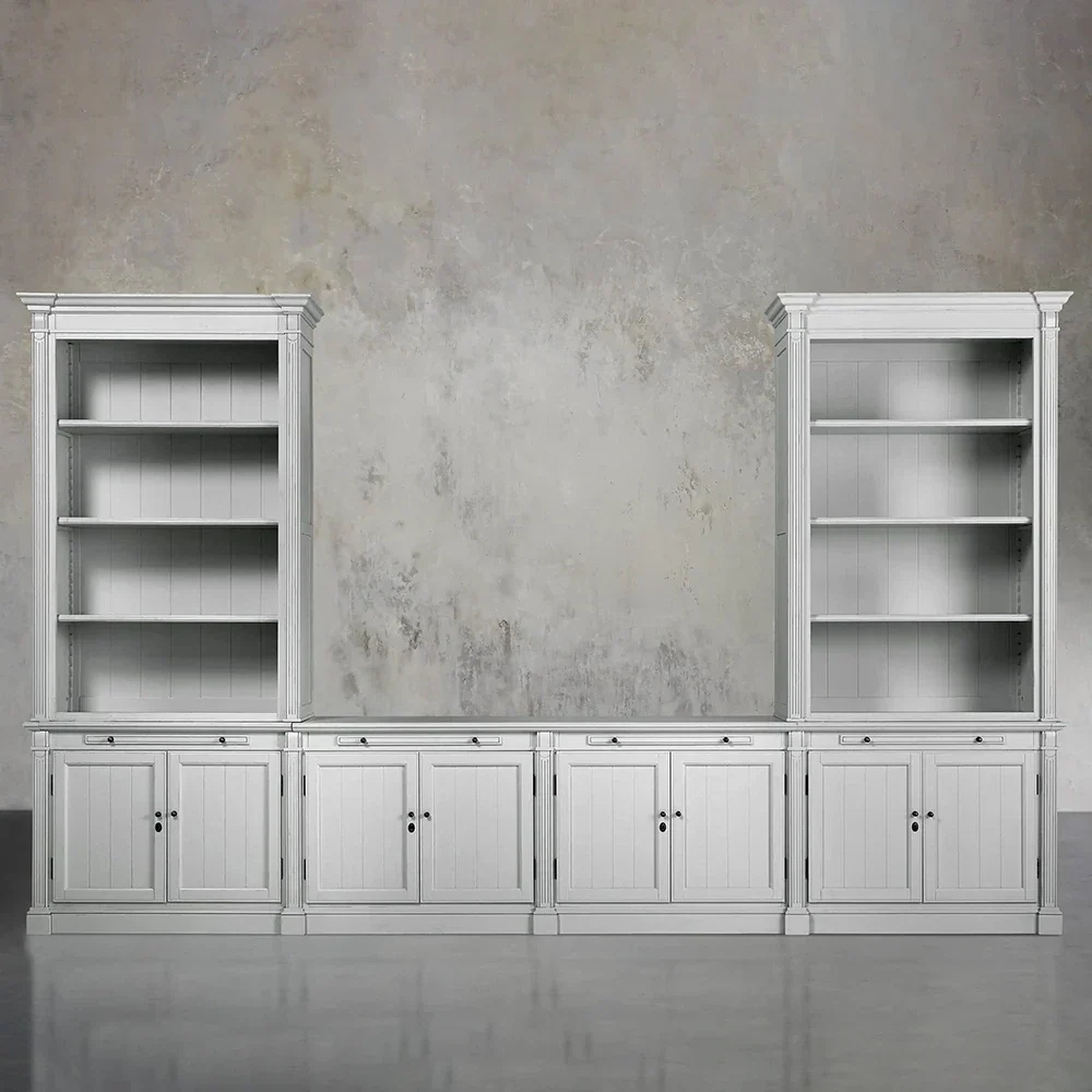 Modular Media Console with Double Bookcases