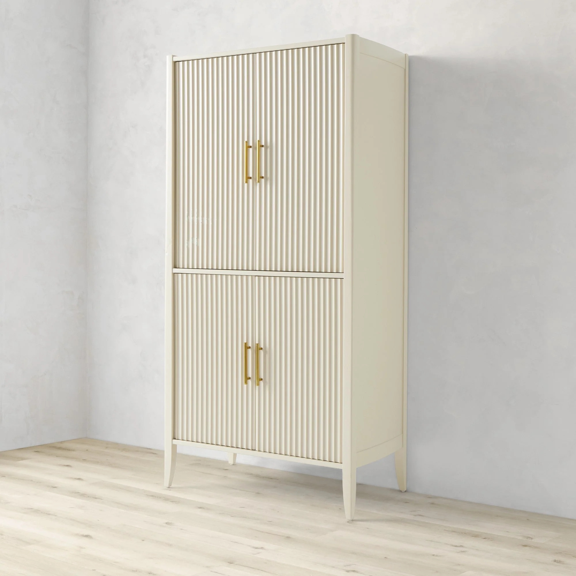 Modern Black Wood Grooved Cabinet