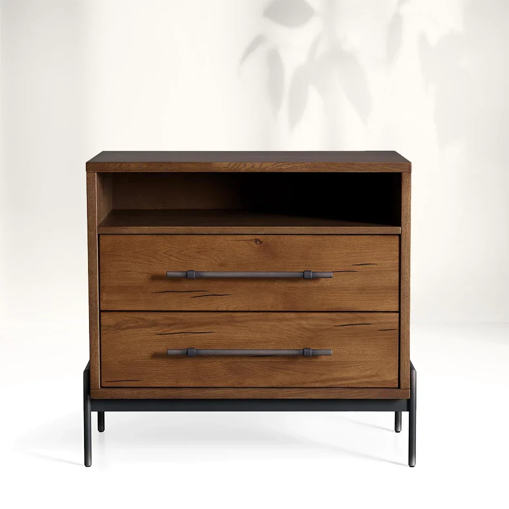  Wood Two - drawer Storage Nightstand