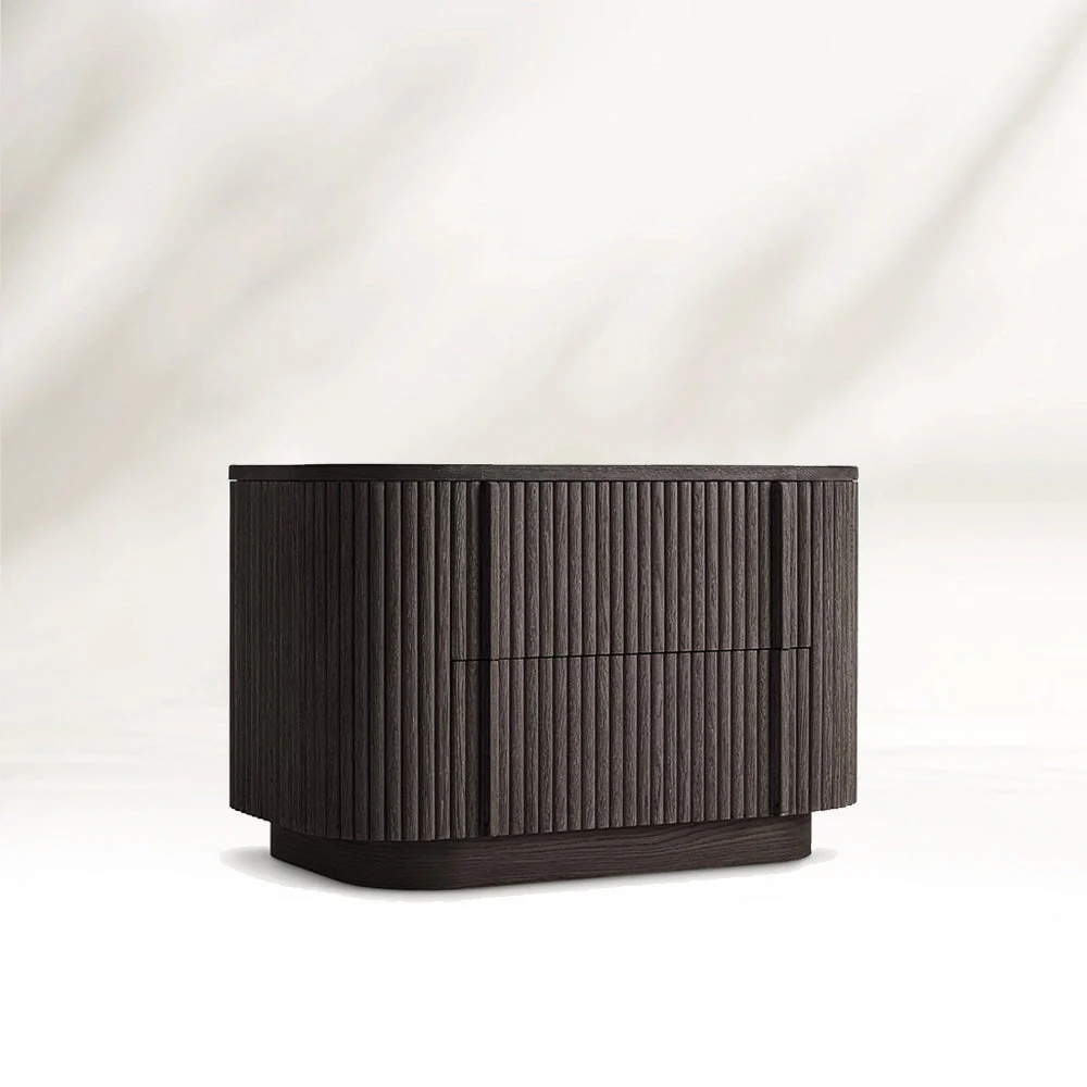 Vertical - striped Curved Nightstand