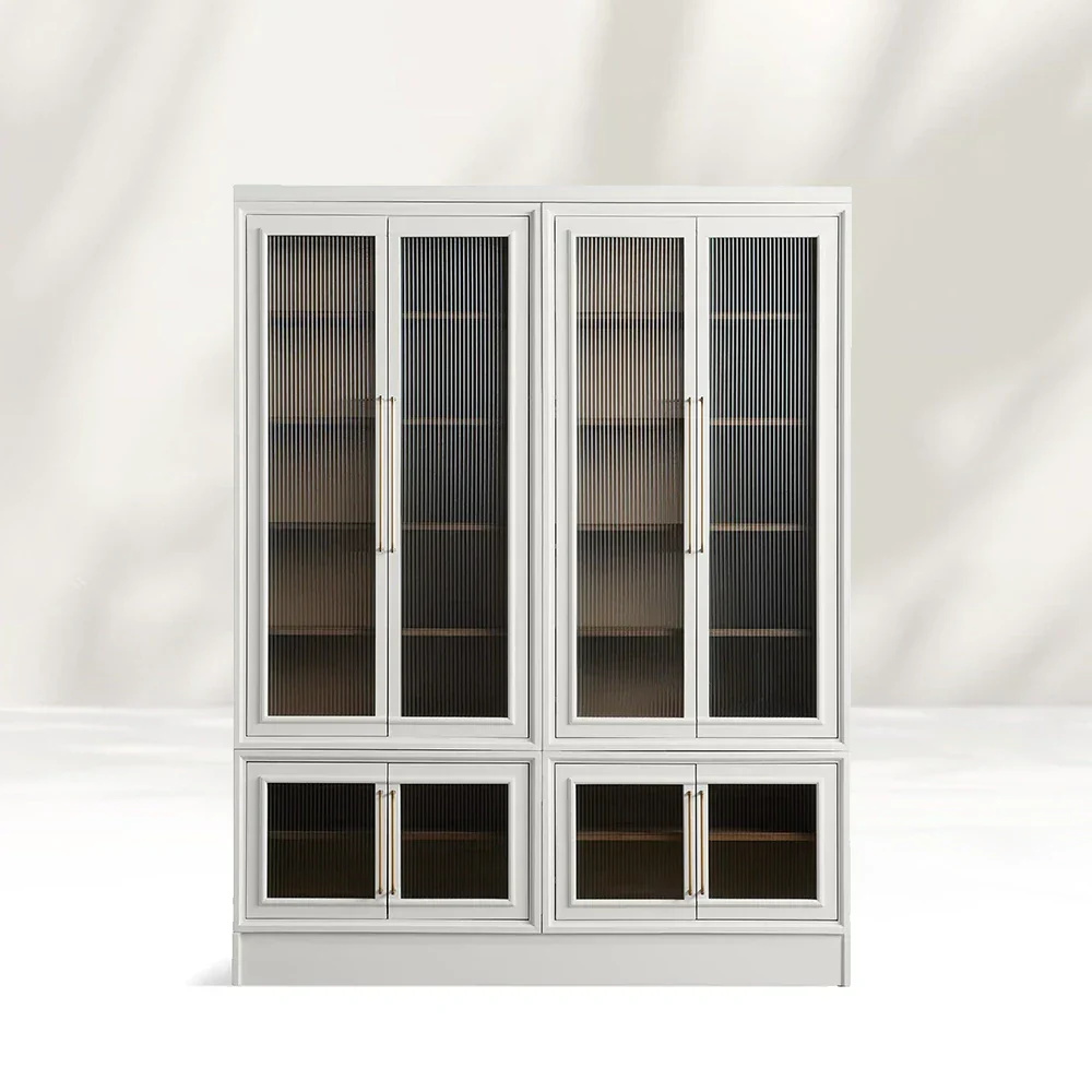Modular Stacked Reeded Glass Plinth Cabinet