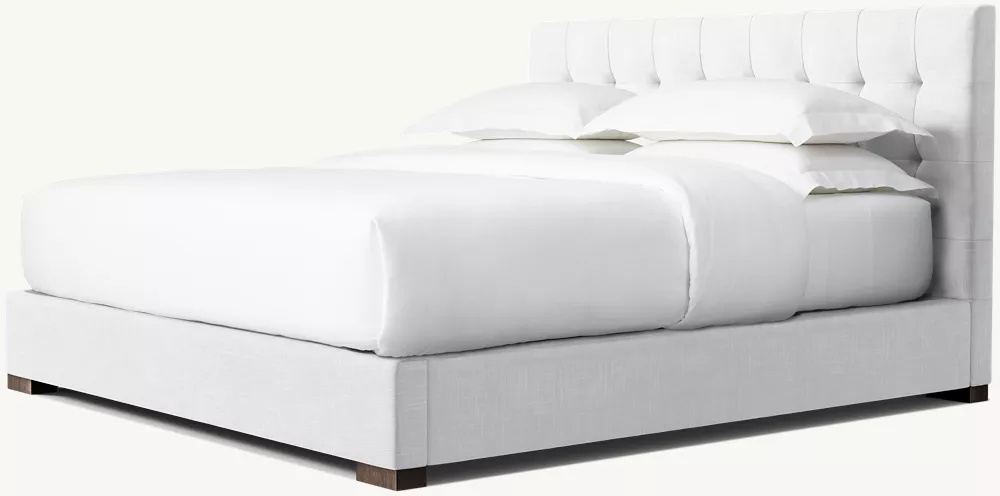  Fabric Box-Tufted Panel Platform Bed