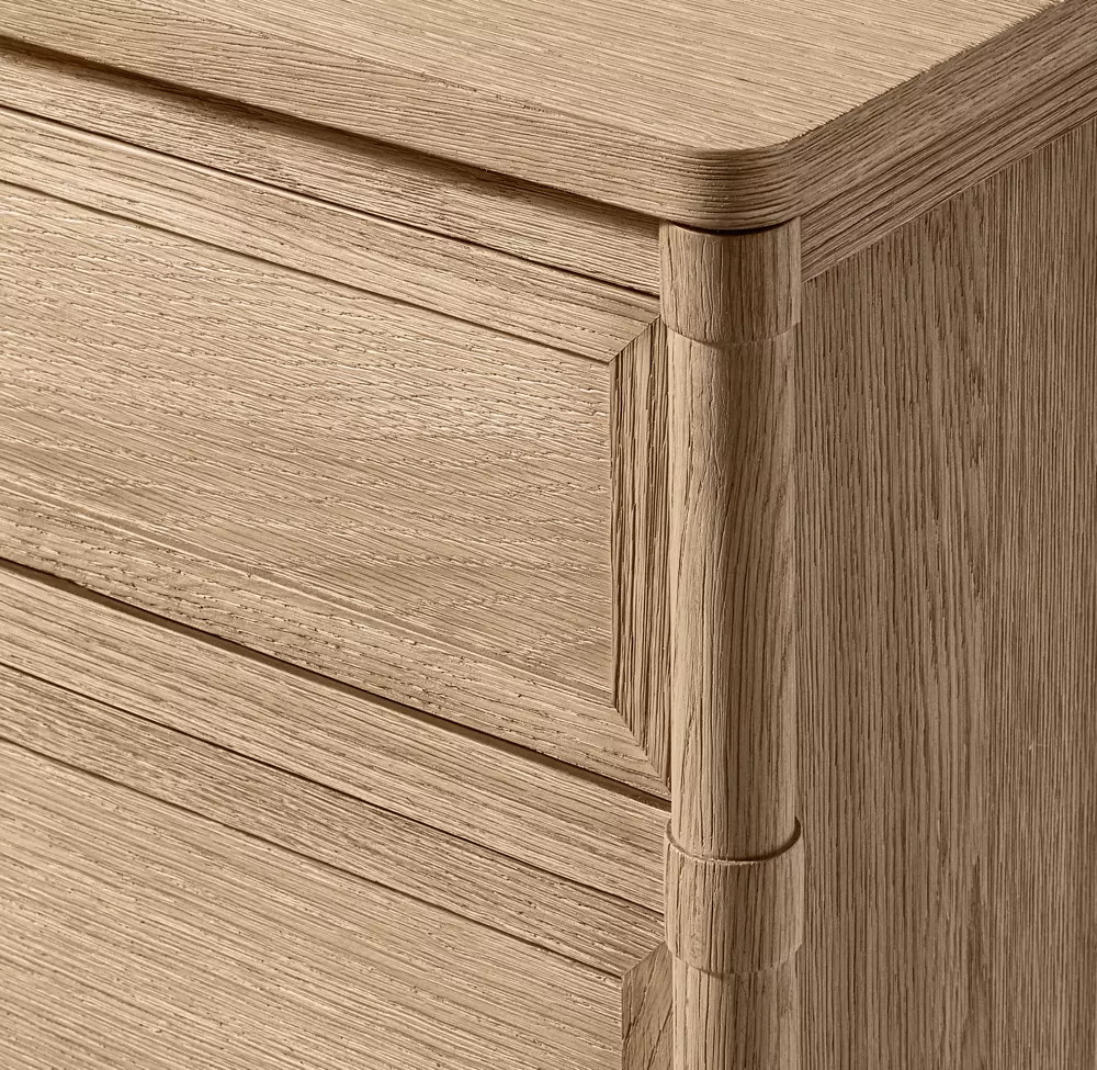 White Oak Three-drawer Storage Bedside Table