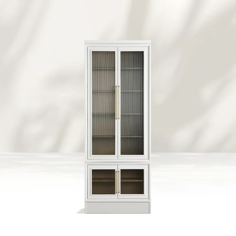 Modular Stacked Reeded Glass Plinth Cabinet