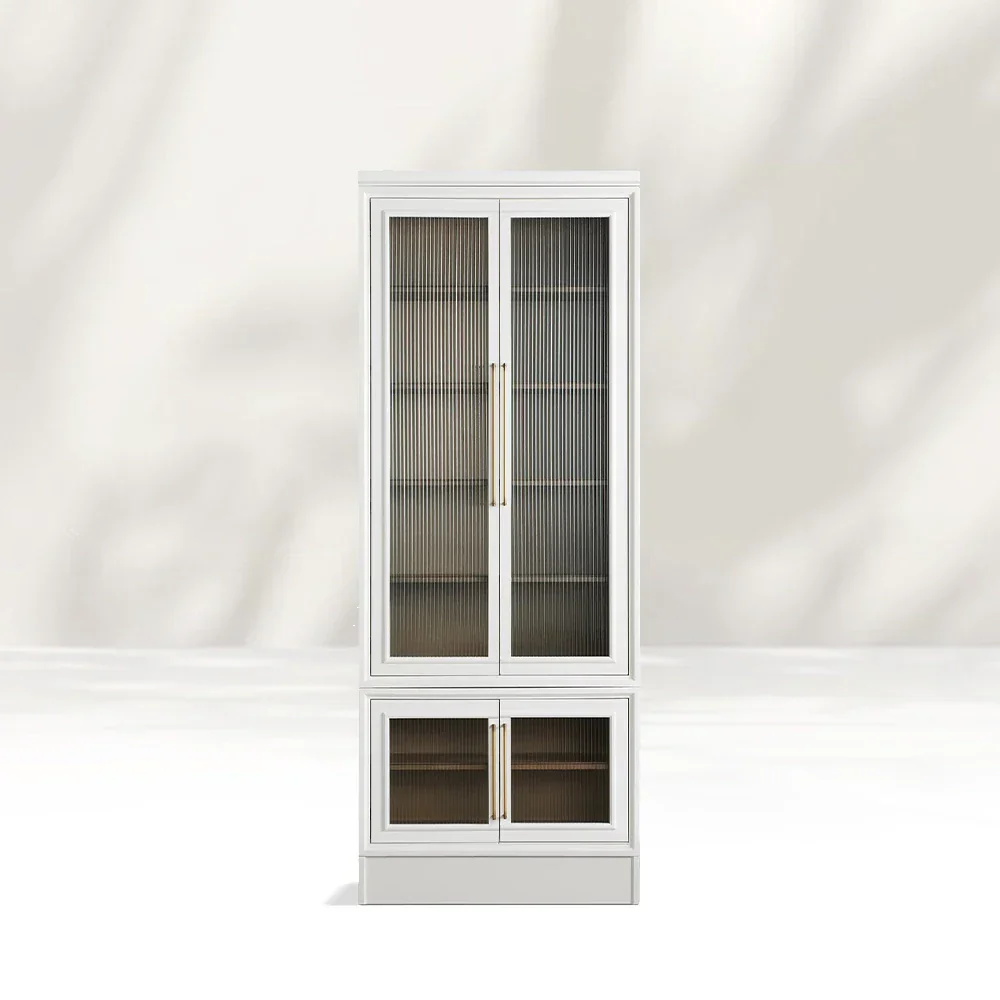 Modular Stacked Reeded Glass Plinth Cabinet