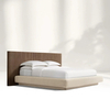Extended Wooden Bed Frame With Fabric Base