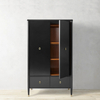 Double - door Black Storage Cabinet with Drawer